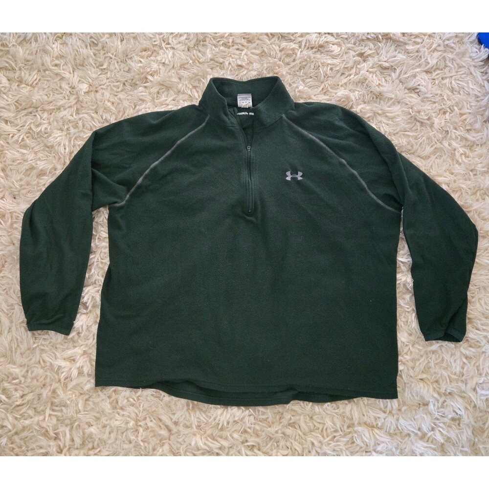 Under Armour Boys Quarter Zip Green Fleece Long Sleeve Sweatshirt Size XL